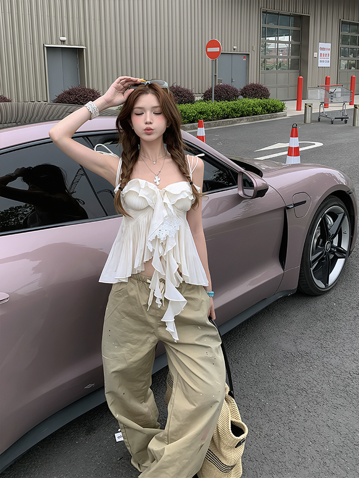 【tops】ギャザーフリルキャミソール Q8587
