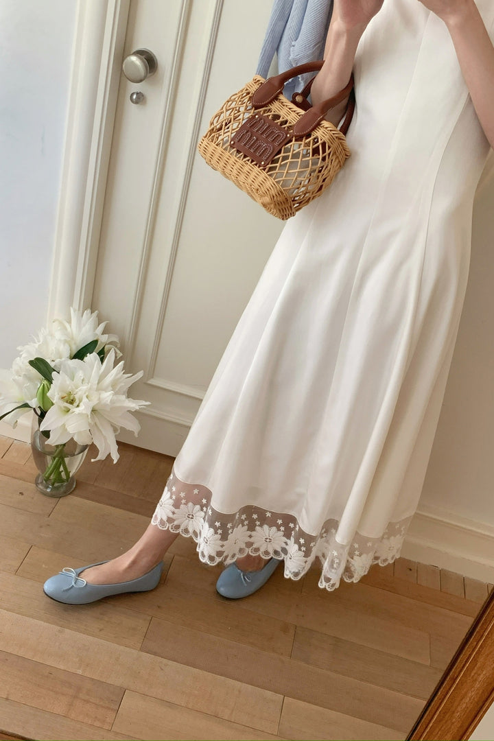 【dress】レースドッキングロングキャミワンピース Q8680