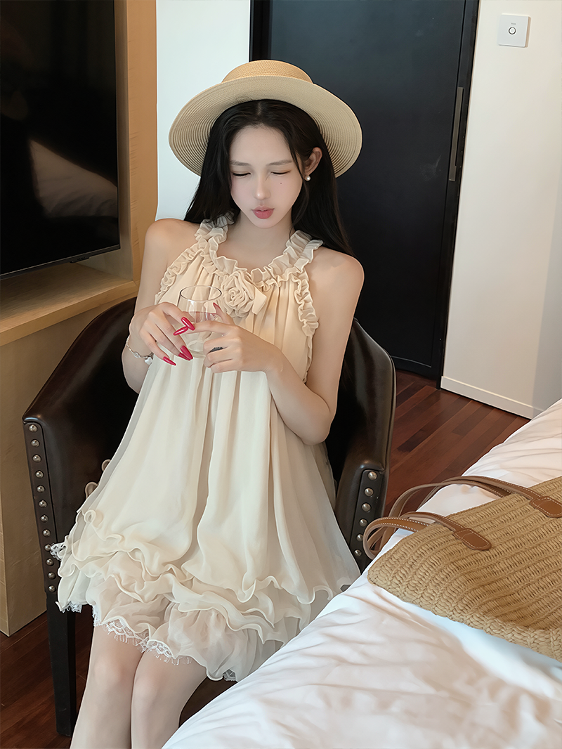 【dress】ノースリーブギャザーフリルミニワンピース Q8631