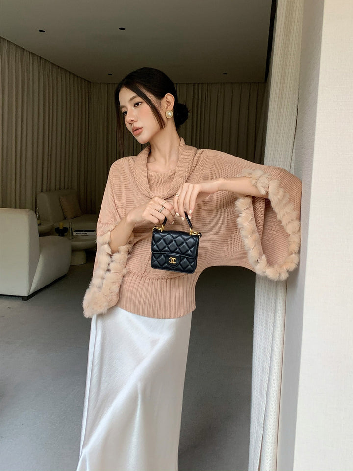 【tops】ファードッキングニットトップス Q9236