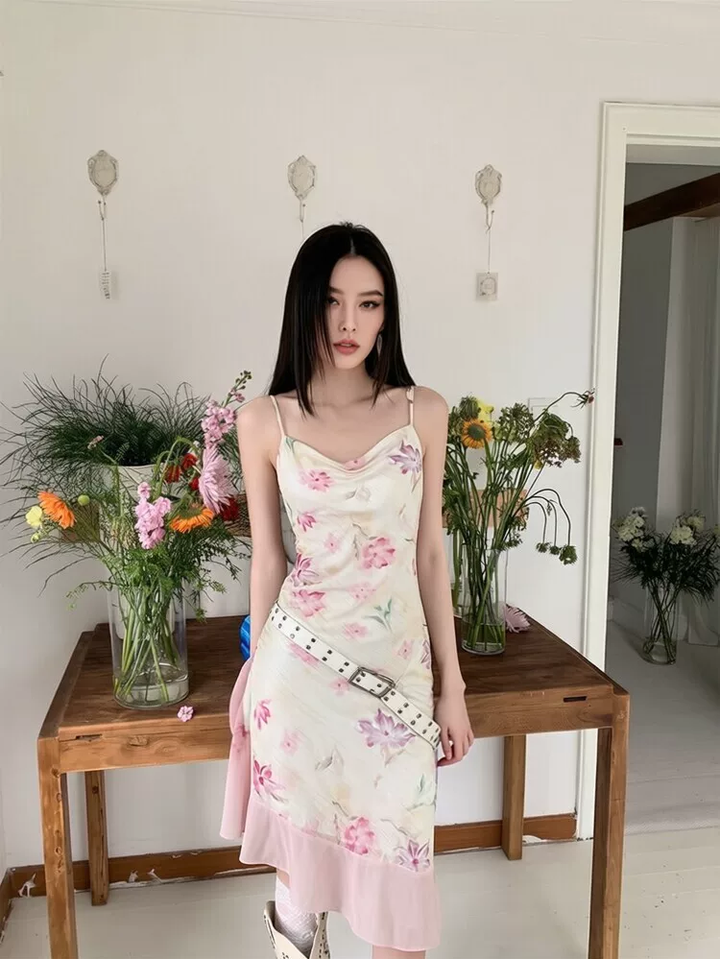 【dress】フラワー柄キャミワンピース Q8544
