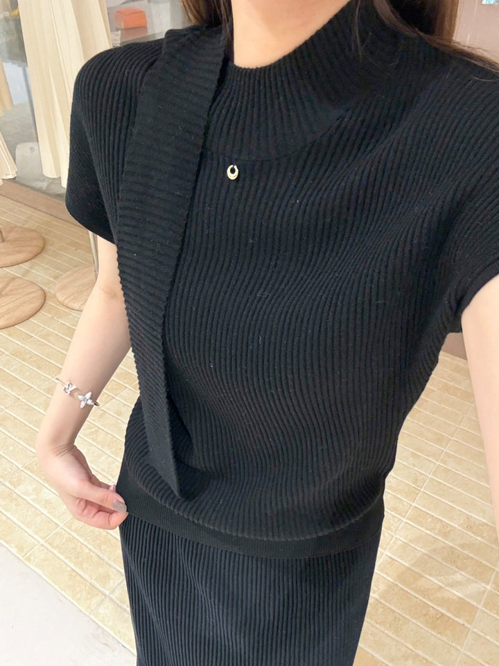 【tops】半袖ニットトップス Q9078