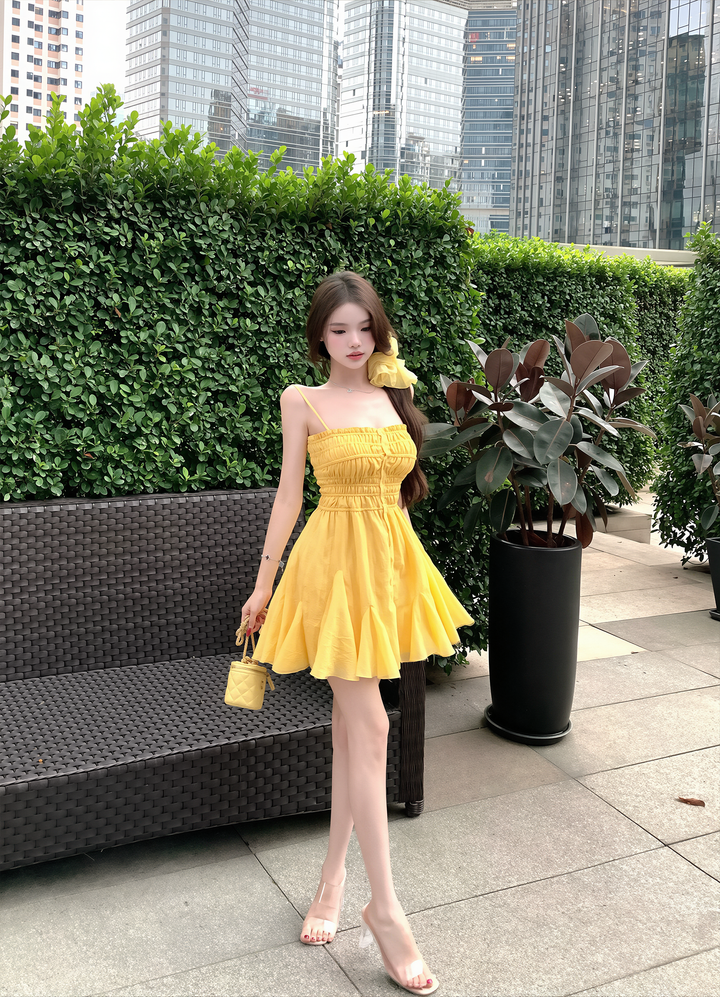 【dress】ギャザーフリルキャミワンピース Q8602