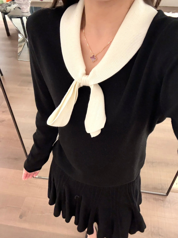 【tops】スカーフネックニットトップス Q9150