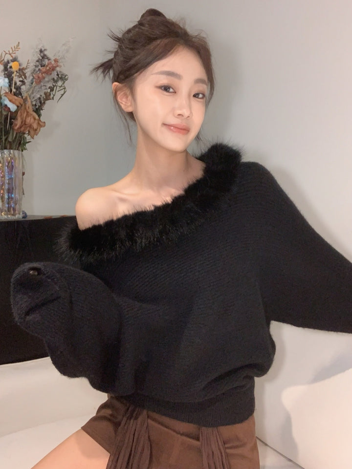 【tops】ファードッキングニットトップス Q9287