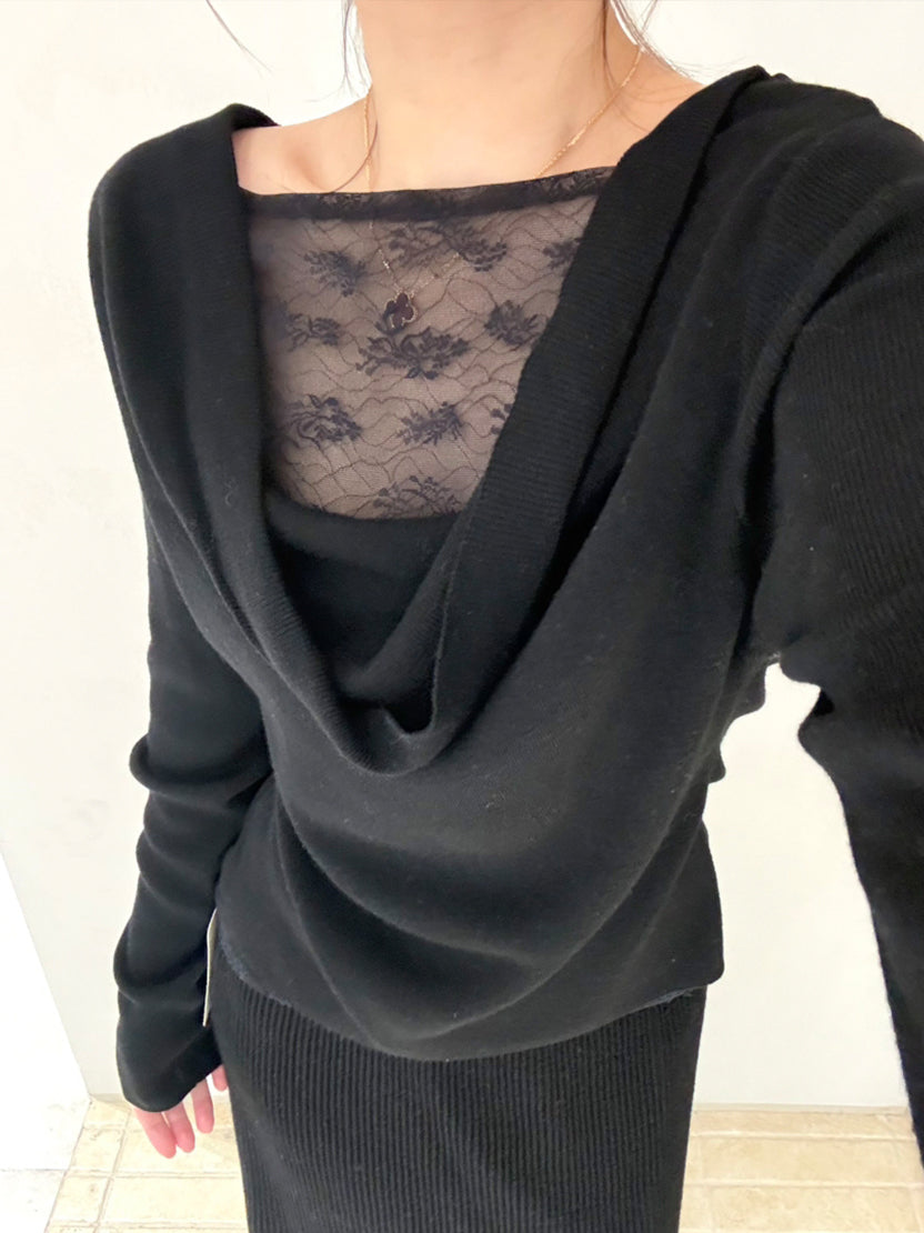 【tops】レースドッキングニットトップス Q9131