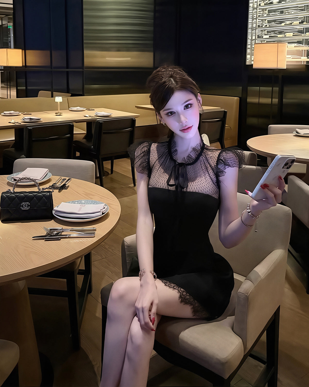 グランストウキョウ ミニワンピース dress】レースドッキングミニワンピース Q8709 – NANASTYLE