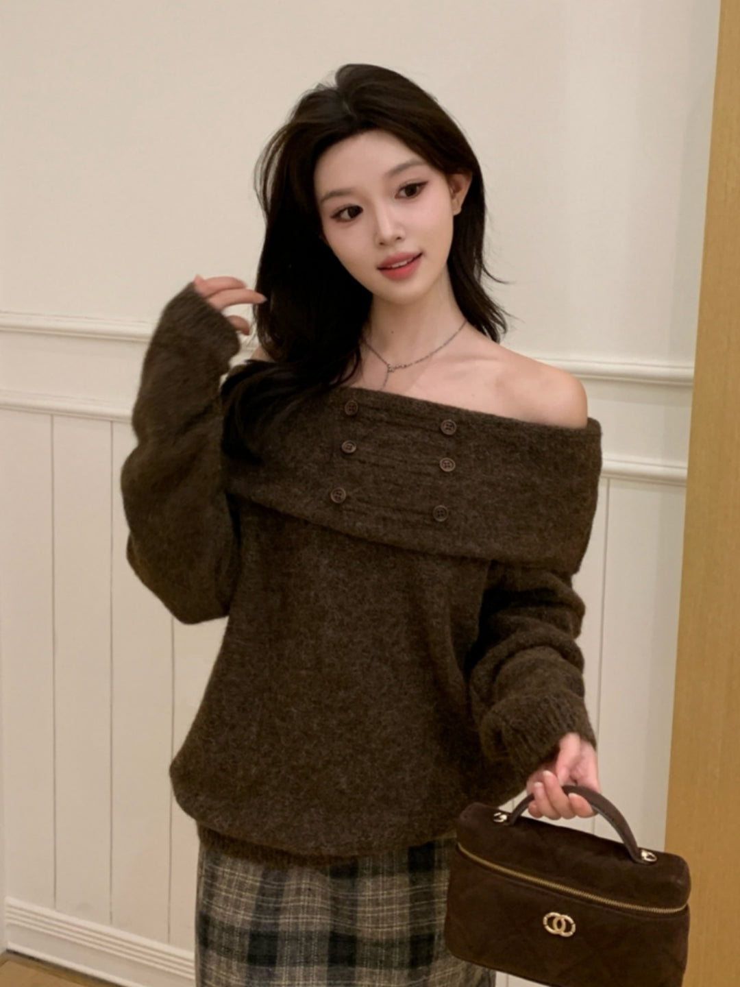 【tops】オフショルダーニットトップス Q9249