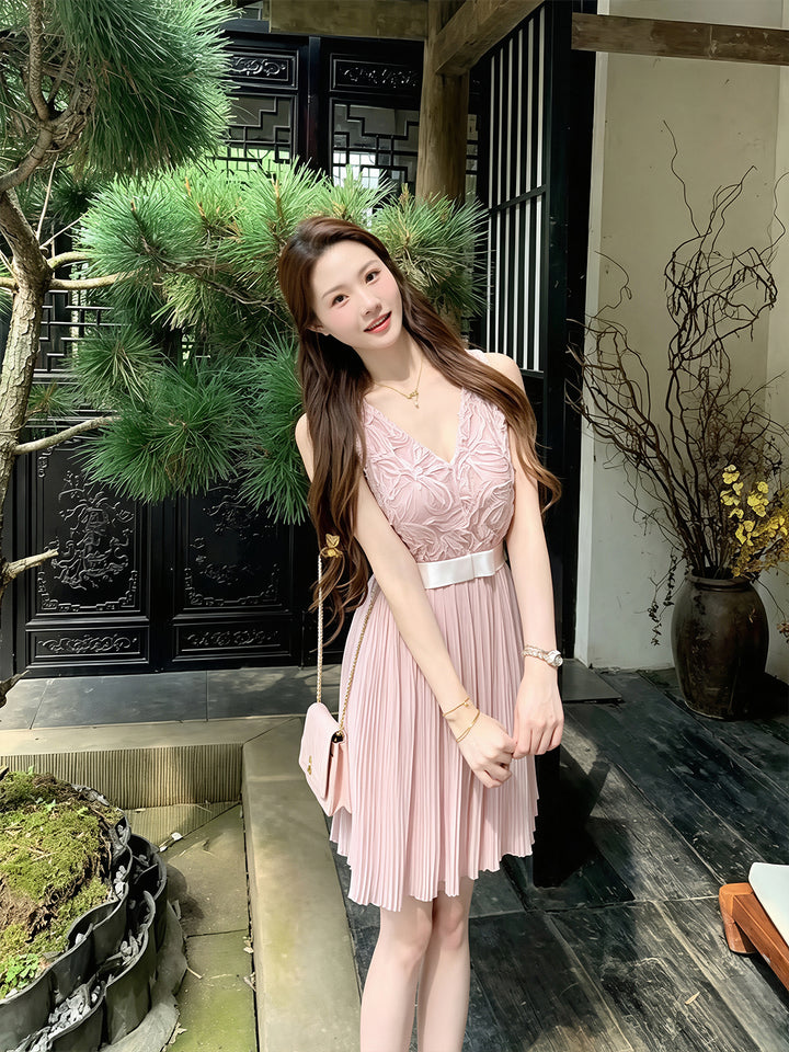 【dress】レースドッキングベストワンピース Q8690