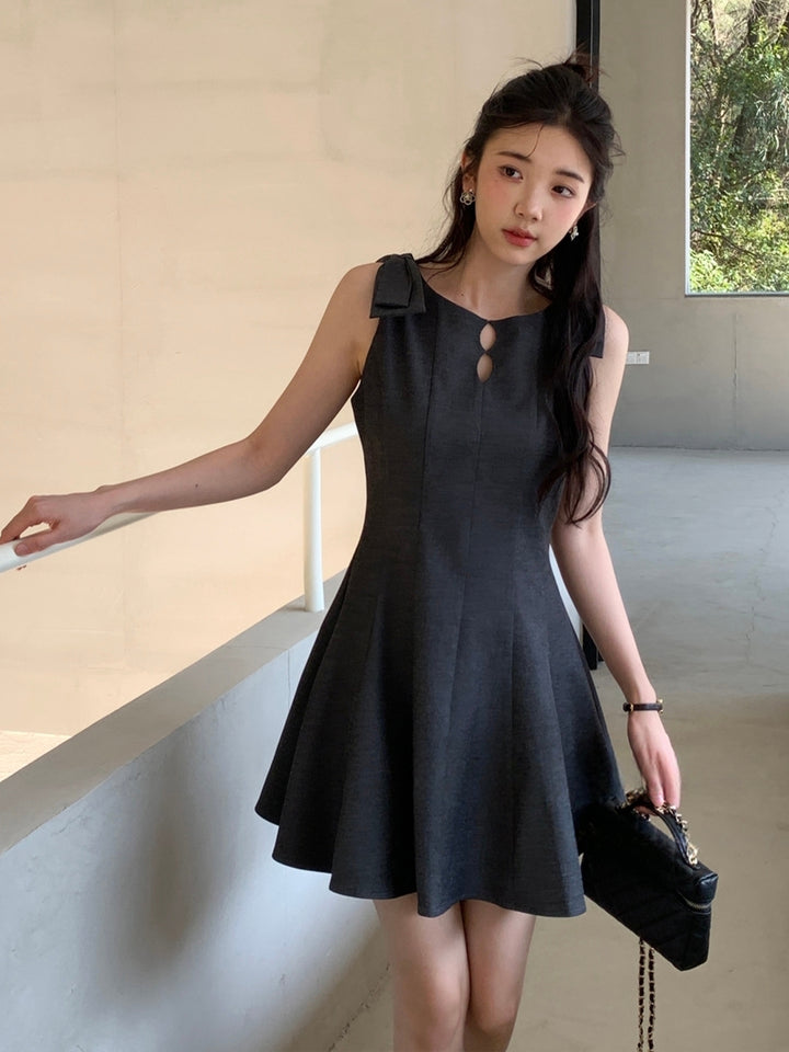 【dress】リボン付きミニベストワンピース Q8667