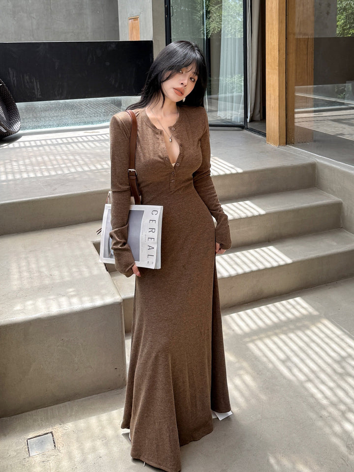 【dress】ロングニットワンピース Q9221