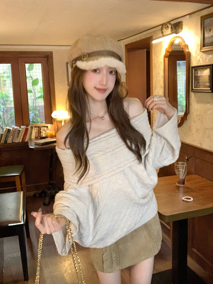 【tops】オフショルダーニットトップス Q9271