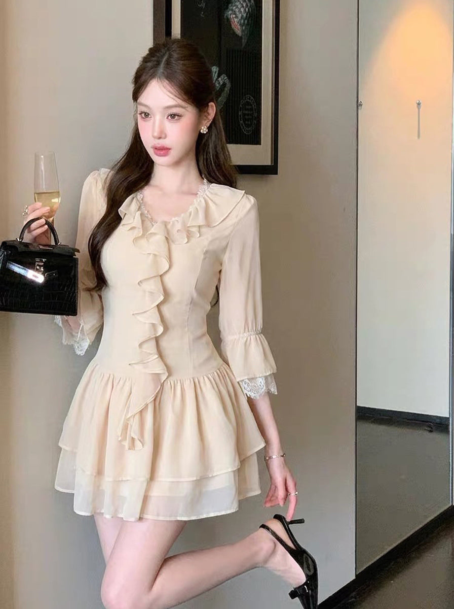 【dress】ギャザーフリルミニワンピース Q9008