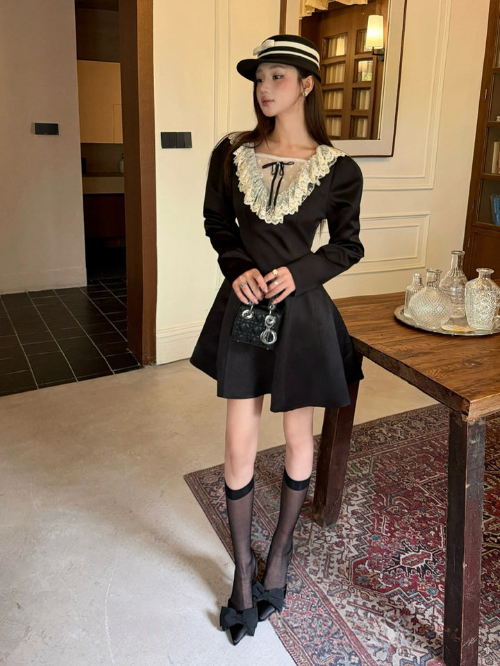 【dress】レースドッキングワンピース Q9080