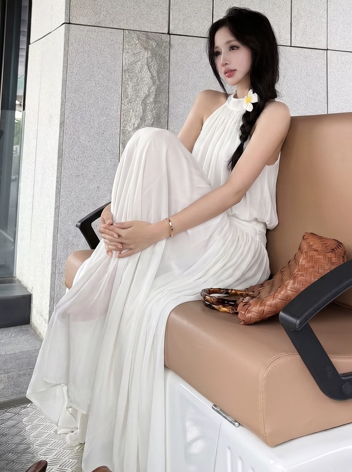 【set】ノースリーブトップス×ロングスカートセット Q8616