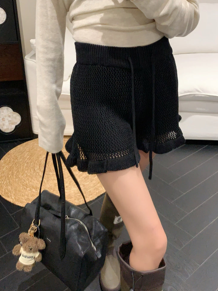 【bottoms】3色展開ニットショートパンツ Q9046