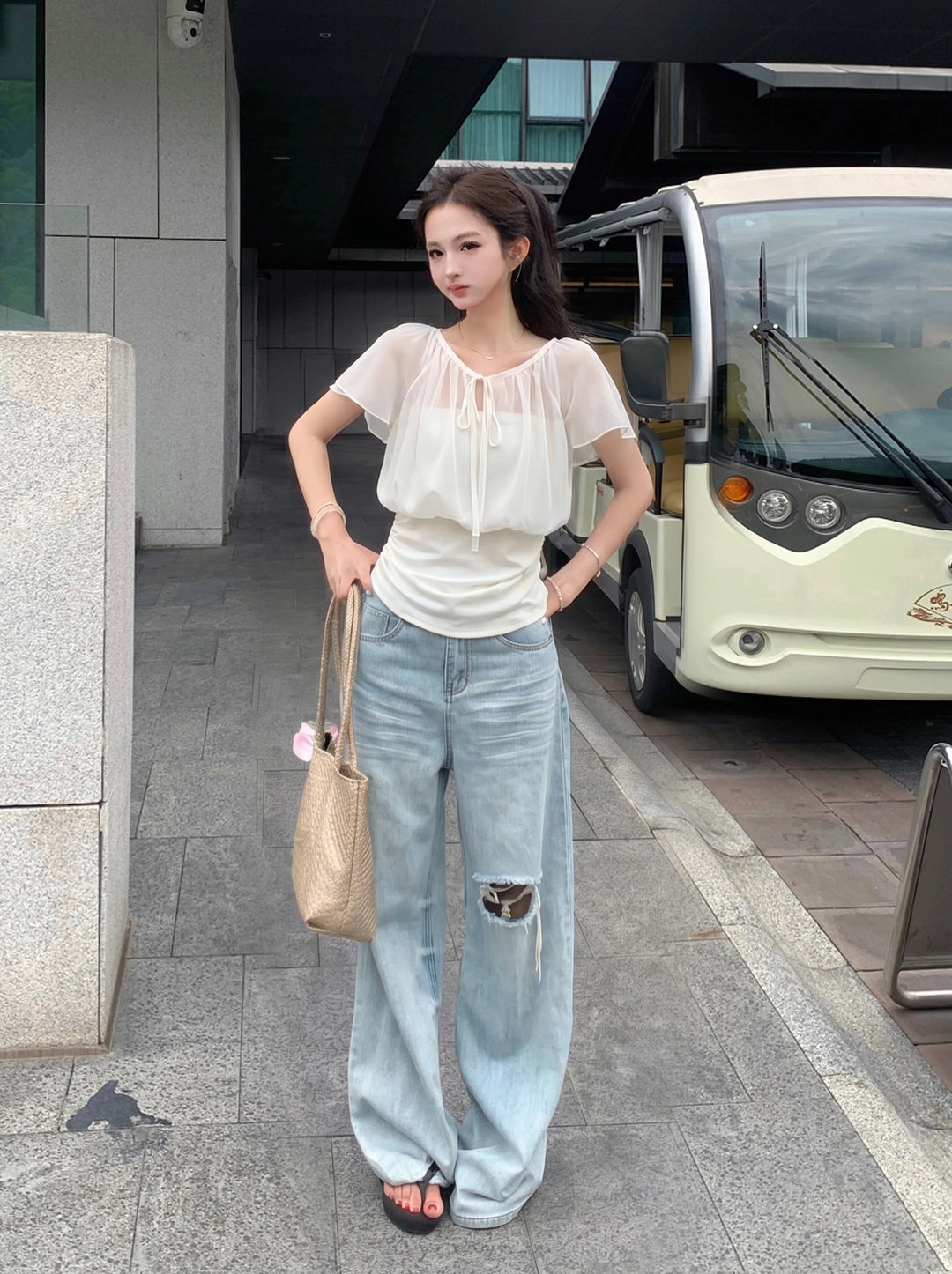 【tops】シアーチュールドッキングトップス Q8845