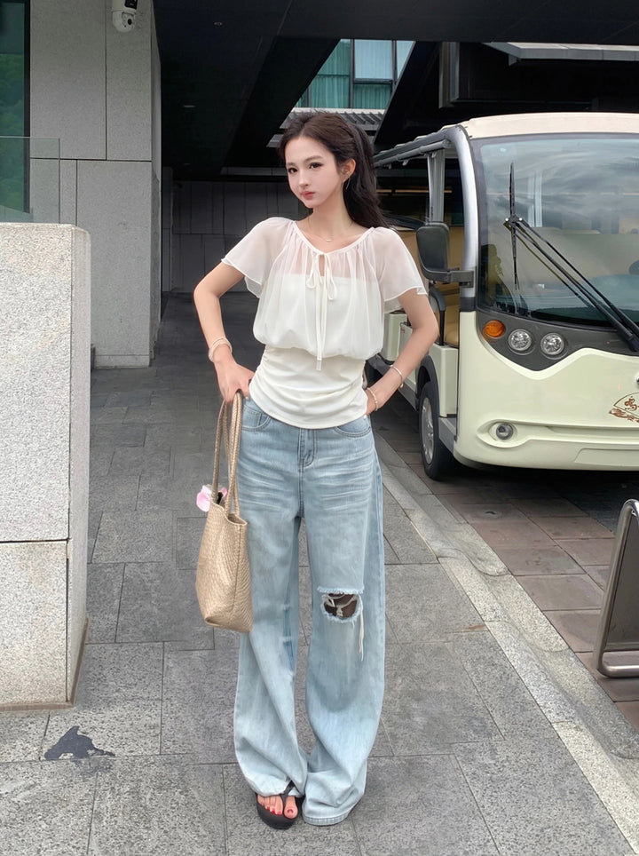 【tops】シアーチュールドッキングトップス Q8845