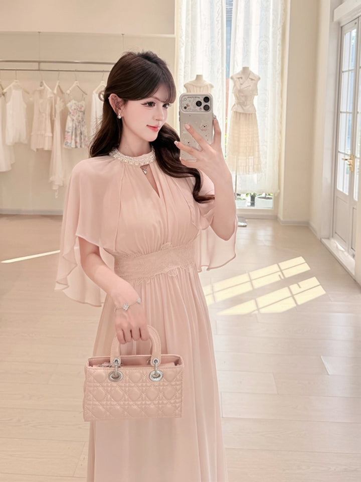 【dress】パール付きロングワンピース Q8684