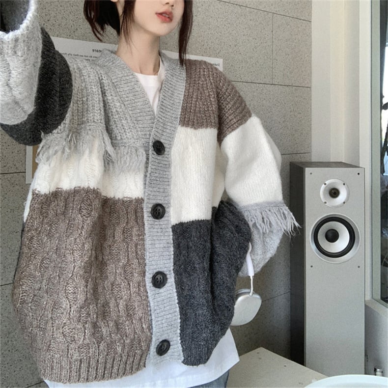 【outer】ドッキングVネックニットカーデ　M17943