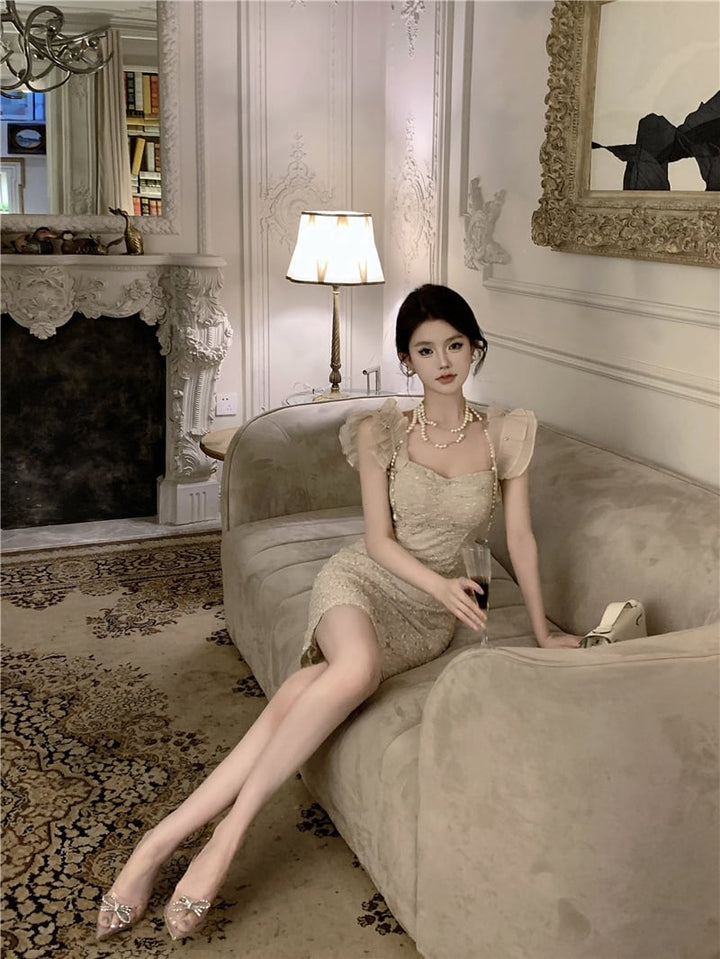 【dress】レース切り替えワンピース　M24182
