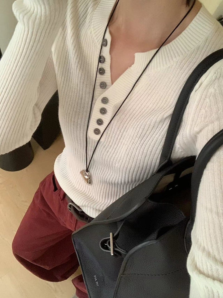 【tops】Vネックニットトップス　M26791