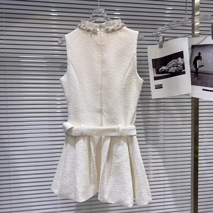 【dress】ツイードレース付きベストワンピース Q7891