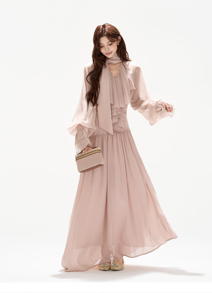 【dress】ボウタイロングワンピース　N3492