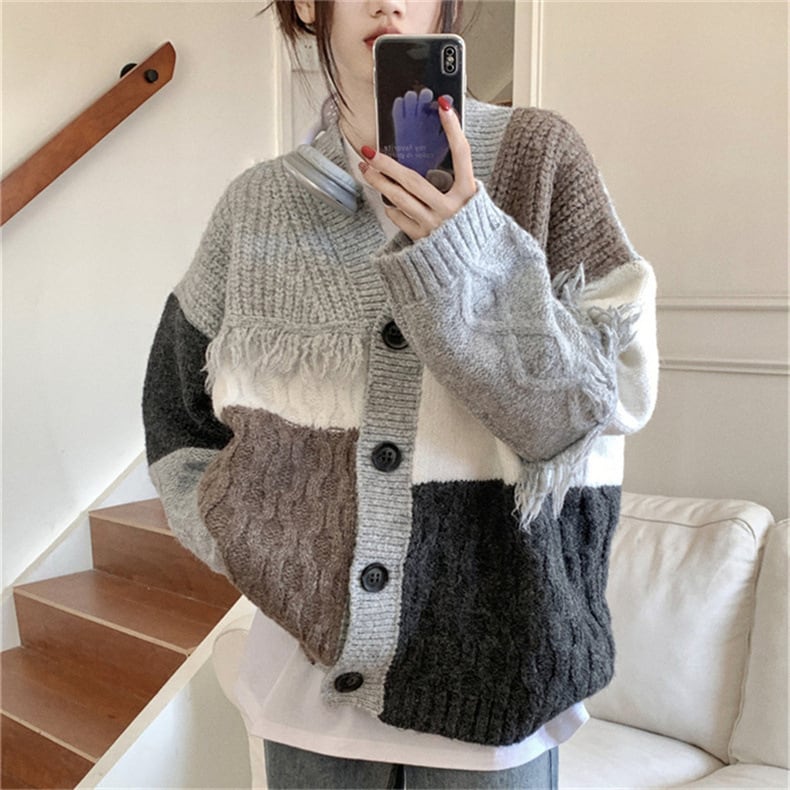 【outer】ドッキングVネックニットカーデ　M17943