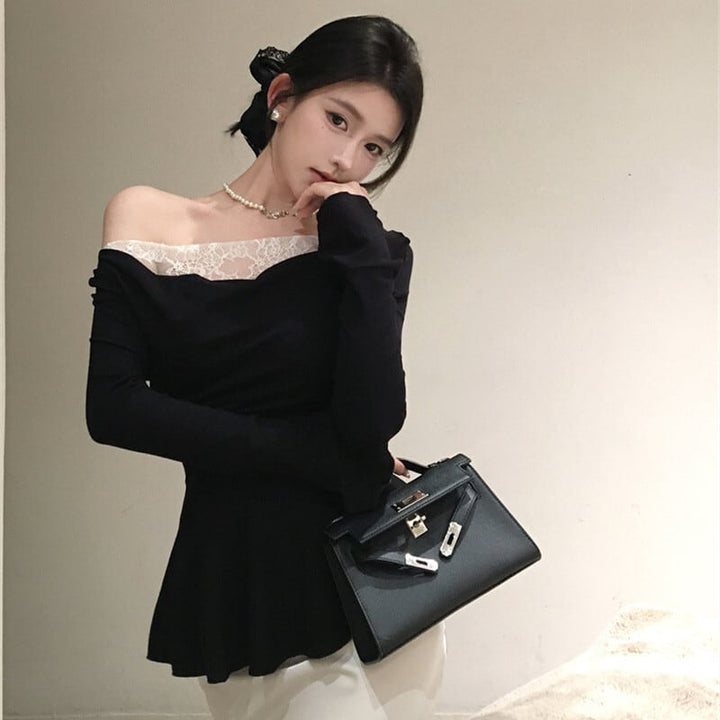 【tops】レースドッキングフリルトップス　M28869