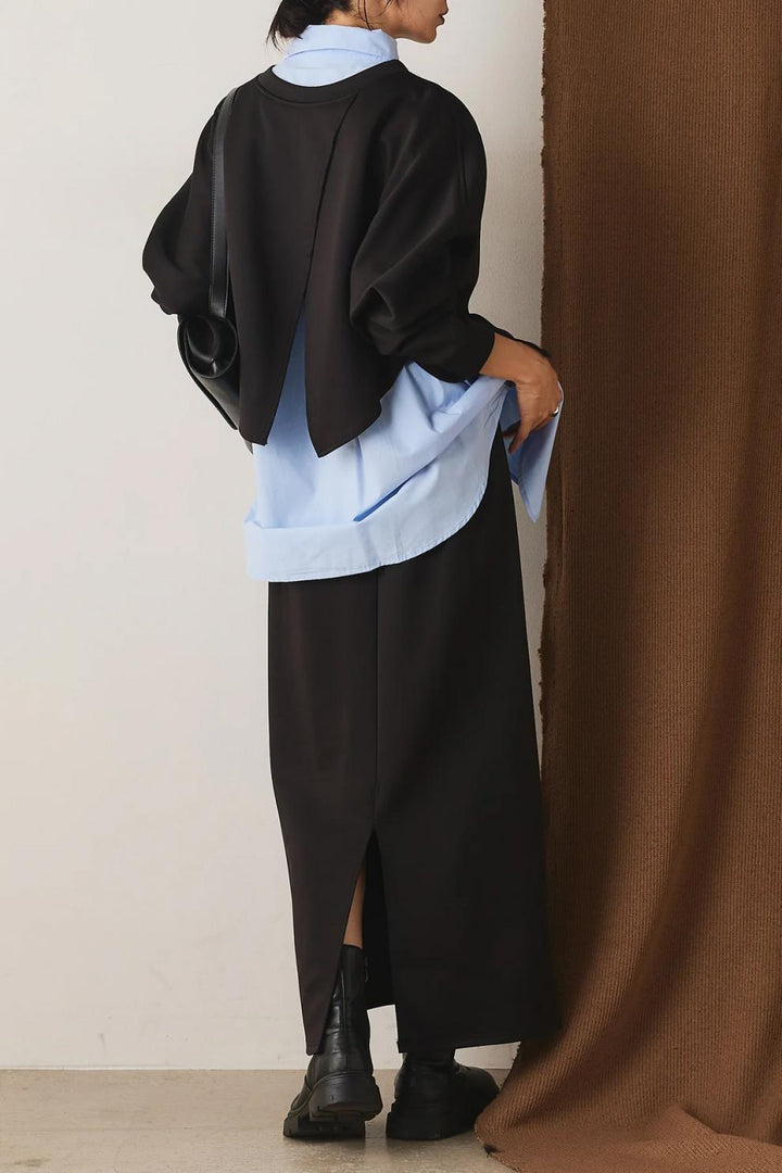 【set】シャツ×スリットトップス×ロングスカート3点セット     N3429