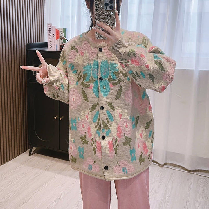 【outer】プリントニットカーデ　M25873