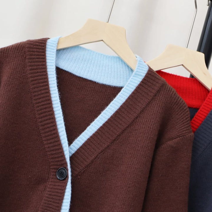 【outer】配色ニットカーデ　M26941