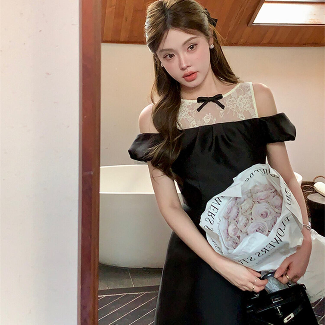 【dress】レースドッキングオフショルダーミニワンピース　N3003