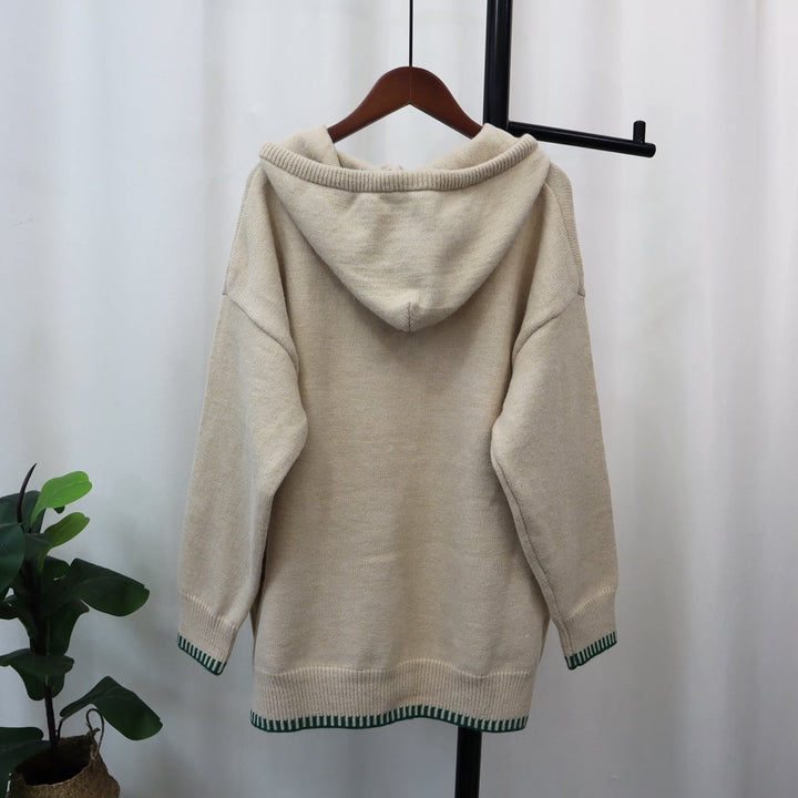【tops】フード付きニットセーター　M18341
