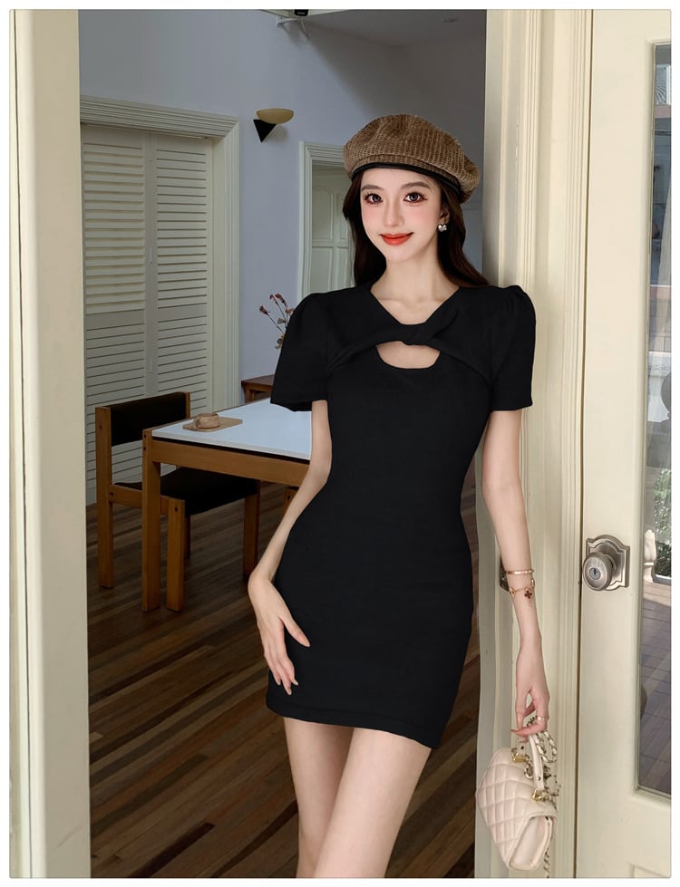 【dress】ニットワンピースアームカバー付き　M26583