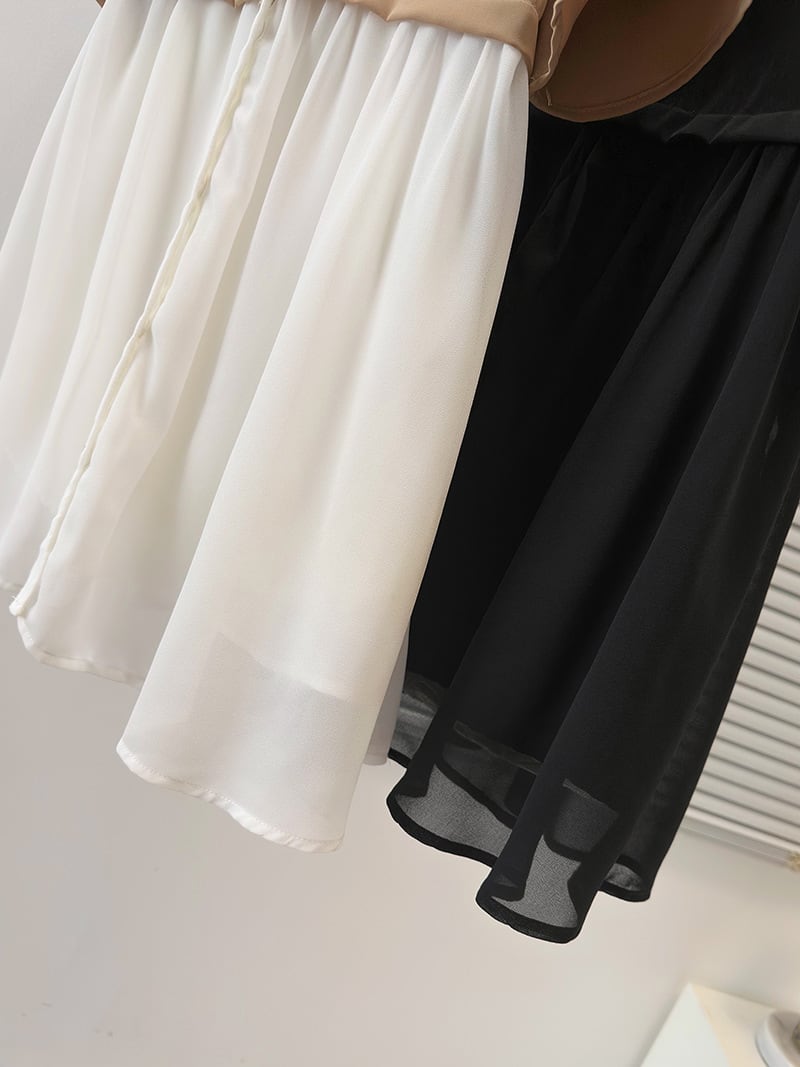 【dress】韓国系超人気切り替えシャツワンピースゆったり　M16780