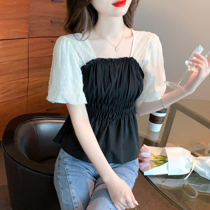 【tops】好感度UPエレガント切り替えトップスオシャレ　M17107