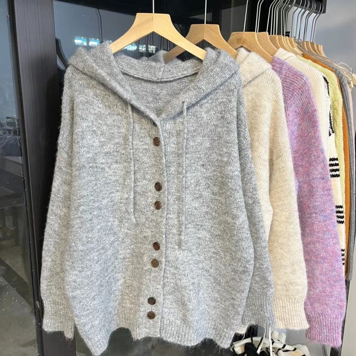 【outer】フード付きニットカーデ　M25792