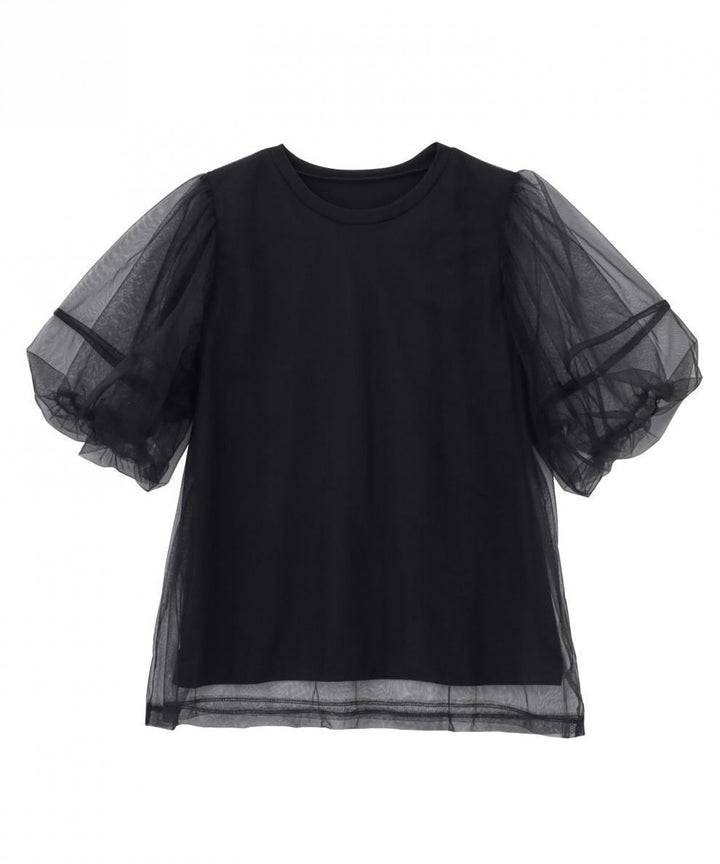 【tops】チュールコンビTシャツ　M30196