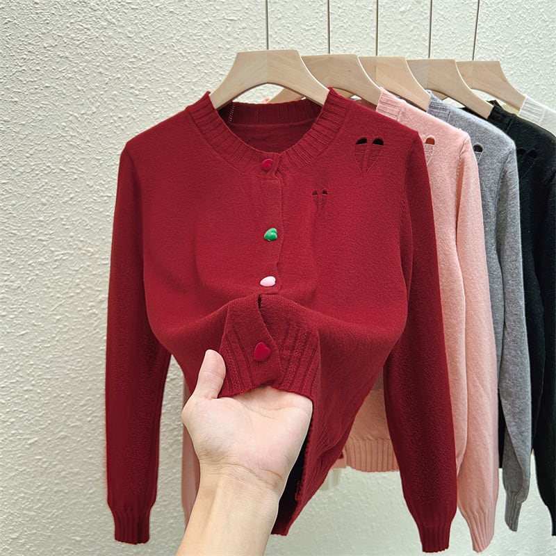 【outer】ボーダー柄デザインニットカーデ　M26815