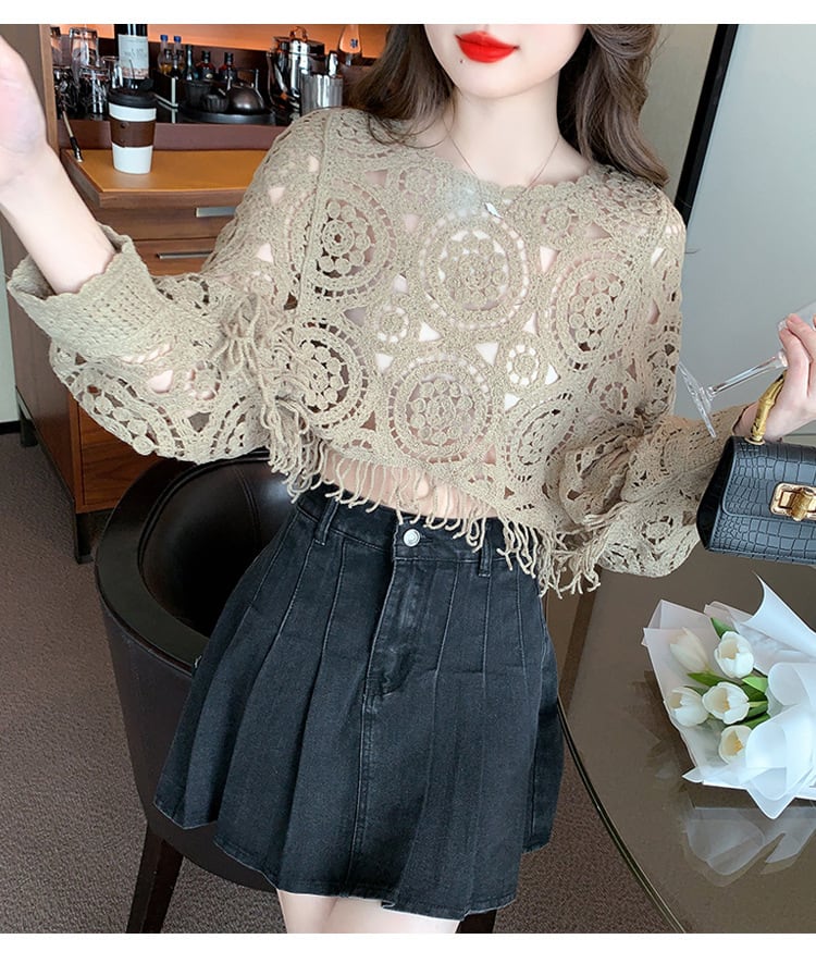 【tops】優しい雰囲気カットワークレーストップス　M17665