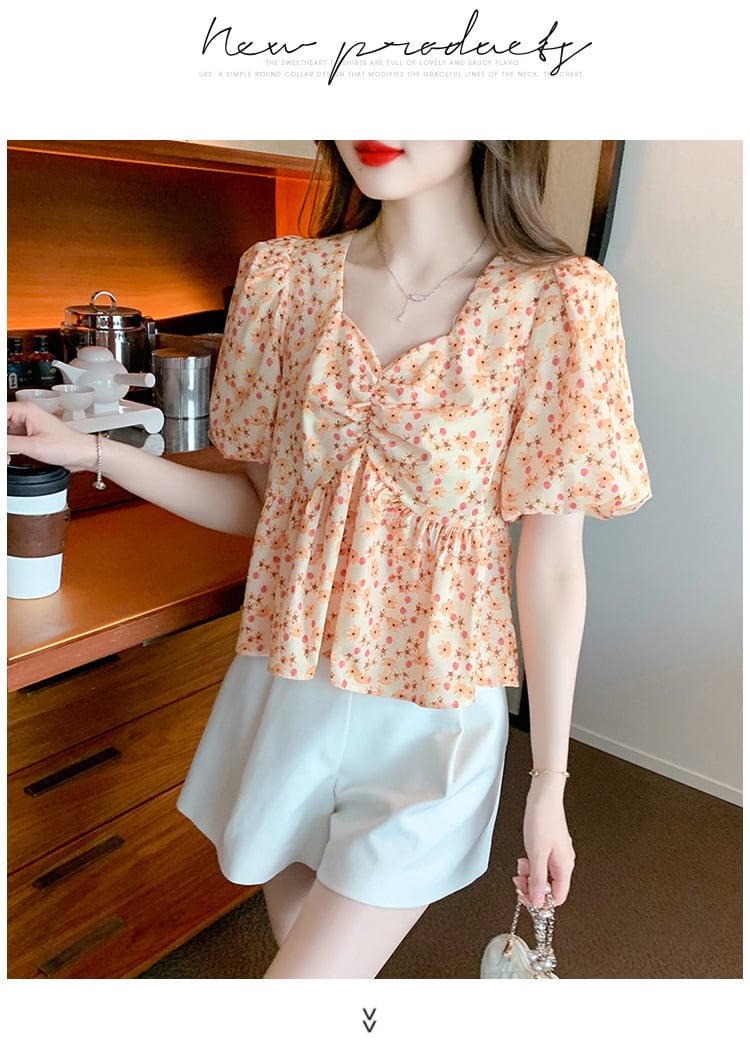 【tops】人気アイテム ! スウィート一目惚れ花柄トップス　M17163