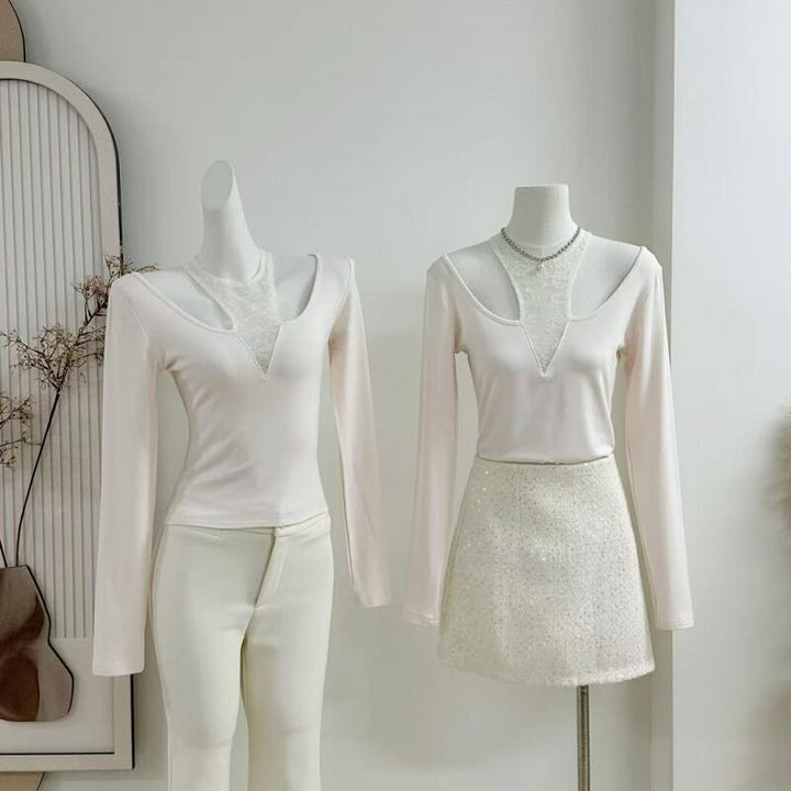 【tops】レースドッキングトップス Q7635