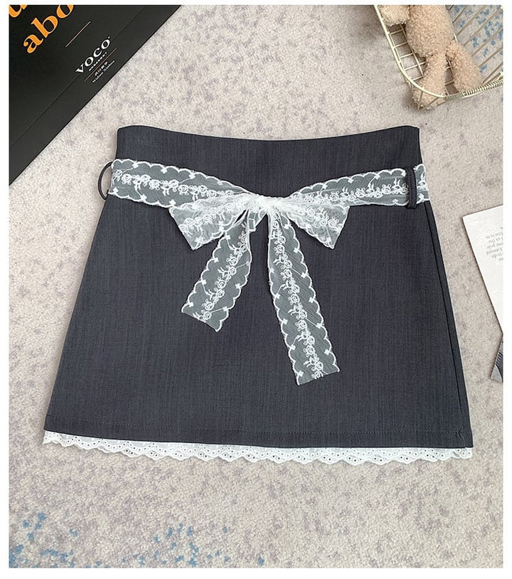【bottoms】レースハイウエストスカート　M29405