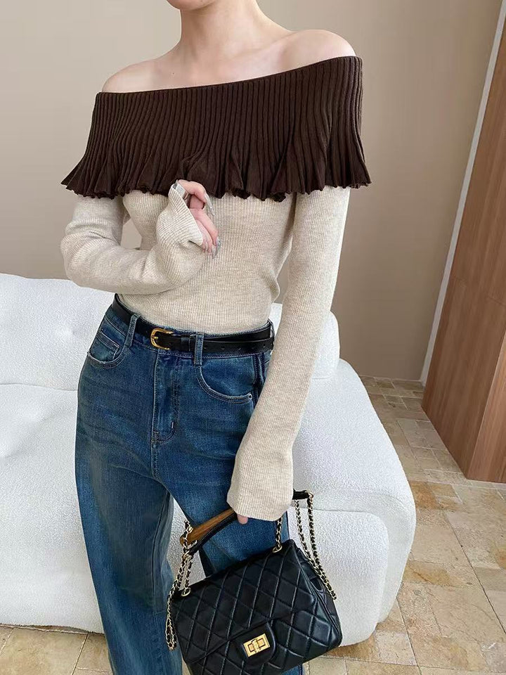 【tops】オフショルニットトップス　K0656
