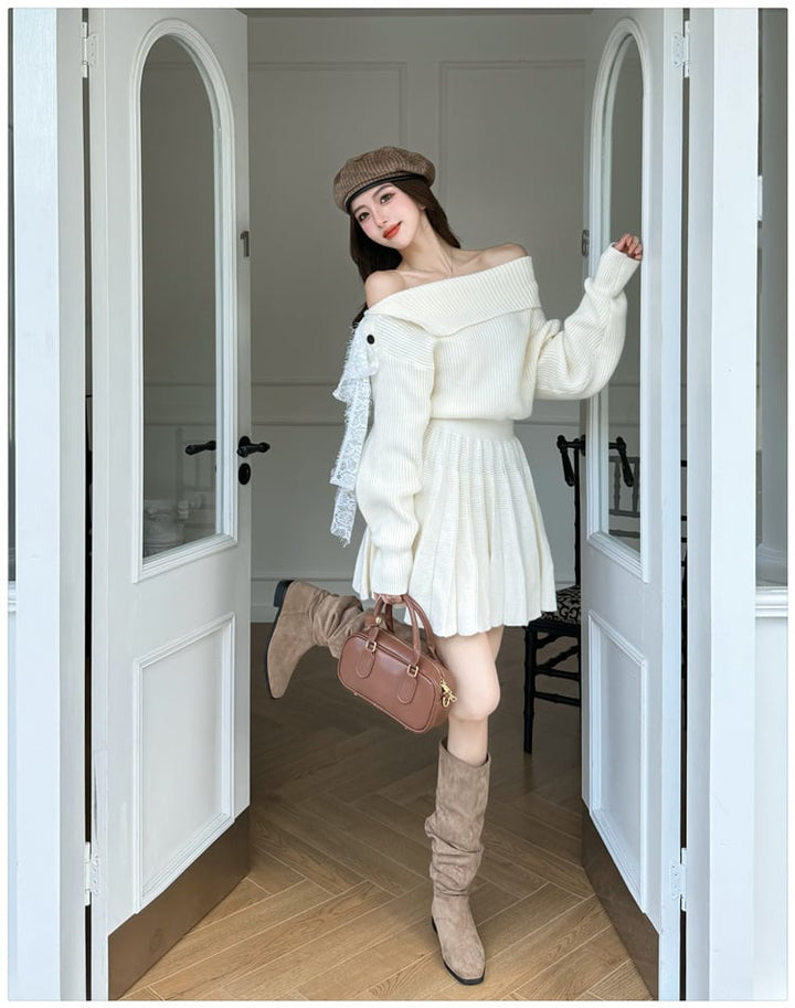 【dress】ボートネックニットワンピース　M27486