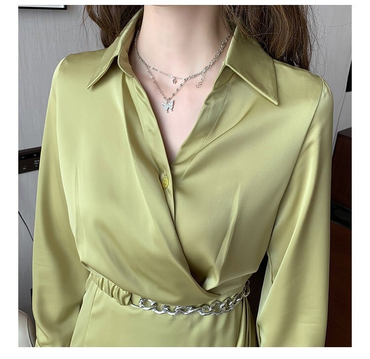 【dress】流行に流されないシャツワンピース着瘦せ　M17099