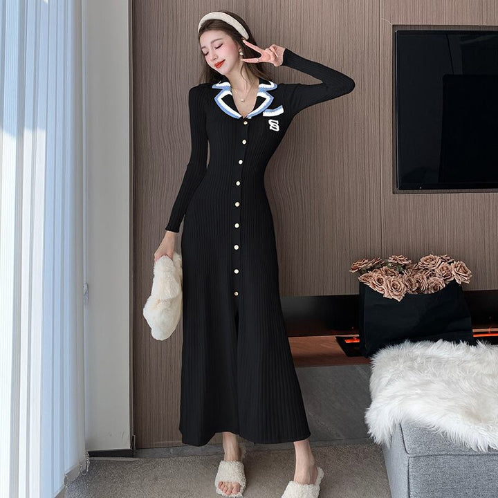 【dress】ボタンデザインニットワンピース　M18535