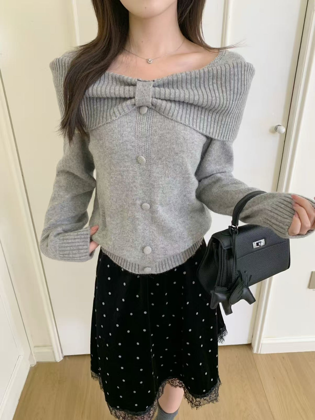 【tops】リボンニットトップス　K0667